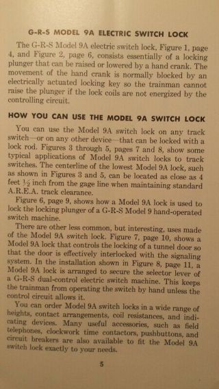 1949 GRS Model 9A Electric Switch Lock Bulletin 181 General Railway Switch Co 4