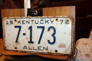 1972 Kentucky License Plate Allen County 7 - 173 Low 4 Digit Rusty