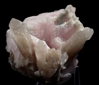 4.  2lbs Bright Quartz Cluster On Pink Calcite Mineral From Inner Mongolia China