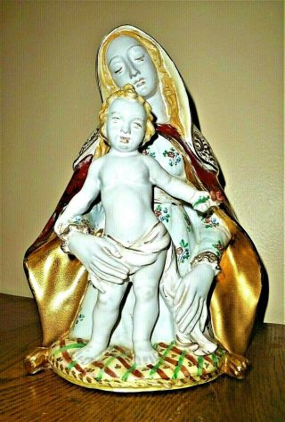 9 1/2 Inch EUGENIO PATTARINO Madonna and Child Religious Statue - 2