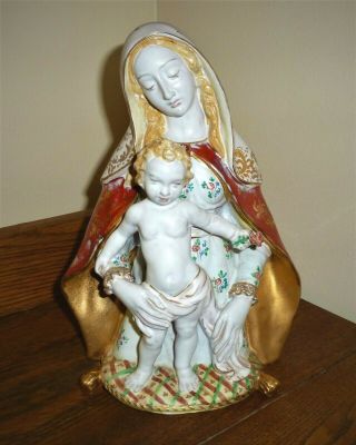 9 1/2 Inch EUGENIO PATTARINO Madonna and Child Religious Statue - 4