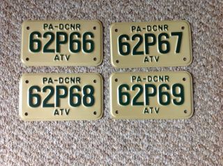 4 Pennsylvania Atv  License Plates