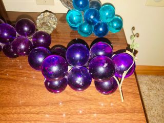 Mid Century Modern Lucite Grapes Cluster Blueish Green purple 3