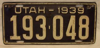 1939 Utah License Plate