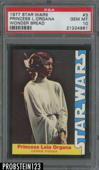 1977 Topps Star Wars Wonder Bread 3 Princess Leia Organa Psa 10 Gem