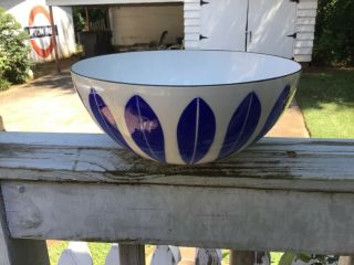 Vintage Blue On White Cathrineholm Enamelware Lotus Bowl 9.  5” (24 Cm)