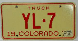 Vintage Colorado Truck License Plate Yl 7 Low Number 1976 Expiration Sticker Tab