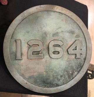Locomotive 1264 Registration Bronze Plate.  Railroad 19” Round