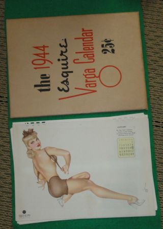 Rare Complete Varga Girl Calendar 1944 12 Pinup Pin Up Envelope Ww2