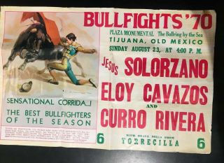 Vintage Bullfight Poster 1970 Tijuana Mexico