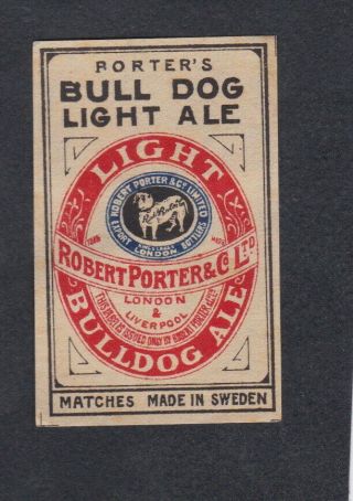 Ae Old Matchbox Label Sweden Qqqq32 Bulldog Light Ale Porter 