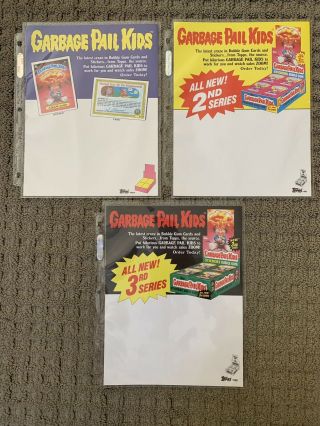 Garbage Pail Kids Gpk Sell Sheet Dealer Ad Series 1 2 & 3 Os1 Os2 & Os3 Rare