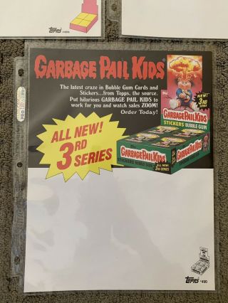 Garbage Pail Kids GPK Sell Sheet Dealer Ad Series 1 2 & 3 Os1 Os2 & Os3 RARE 4
