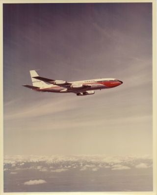 Large Vintage Photo - Braniff Int.  Boeing 720 In - Flight