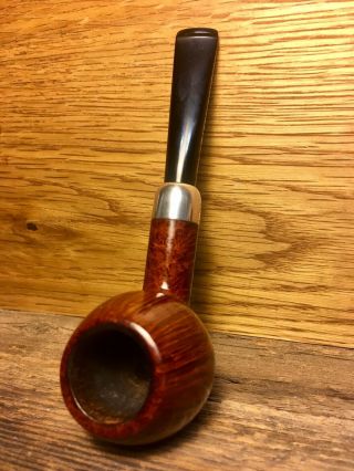 S.  Bang Tobacco Pipe,  Smooth Apple with Silver Accent Band,  Smoked (But Cleaned) 11