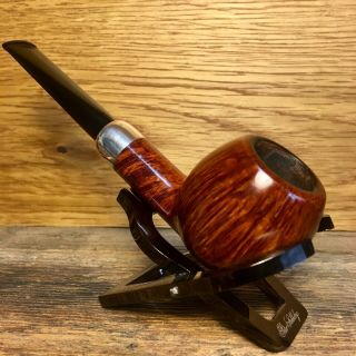 S.  Bang Tobacco Pipe,  Smooth Apple with Silver Accent Band,  Smoked (But Cleaned) 2