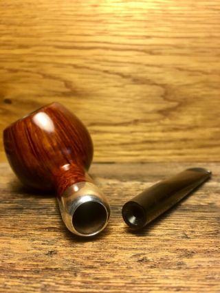 S.  Bang Tobacco Pipe,  Smooth Apple with Silver Accent Band,  Smoked (But Cleaned) 7