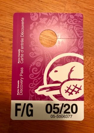 Canada Parks Pass F/g 05/20 - Family Annual Parks Pass