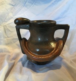 Catawba Indian Pottery Chief William (Bill) Harris Two Handled Snake Vase 2