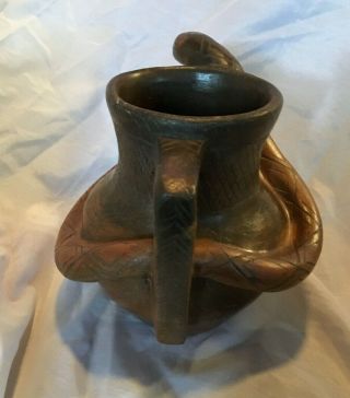 Catawba Indian Pottery Chief William (Bill) Harris Two Handled Snake Vase 4