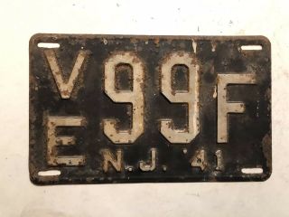 1941 Collectible Jersey Auto License Plate Tag Ve 99f