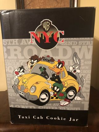 Vintage Warner Brothers Store Looney Tunes Gang Nyc Cab Cookie Jar Box