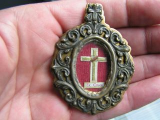 Antique Reliquary Relic True Cross D.  N.  J.  C.  From Our Lord Jesus 11