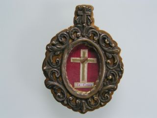 Antique Reliquary Relic True Cross D.  N.  J.  C.  From Our Lord Jesus