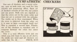 U.  F.  Grant Sympathetic Checkers Vintage Magic Trick MAK 2
