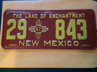 Mexico 1947 License Plate - Land Of Enchantment Exc.