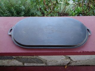 Early Antique Griswold Cast Iron No 10 Oval Griddle Slant Logo
