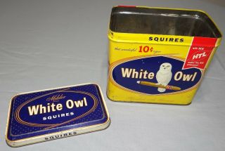Vtg WHITE OWL Squires Cigar Tobacco Tin Smoking Advertising 2