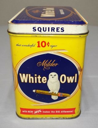 Vtg WHITE OWL Squires Cigar Tobacco Tin Smoking Advertising 3