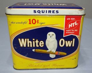Vtg WHITE OWL Squires Cigar Tobacco Tin Smoking Advertising 4