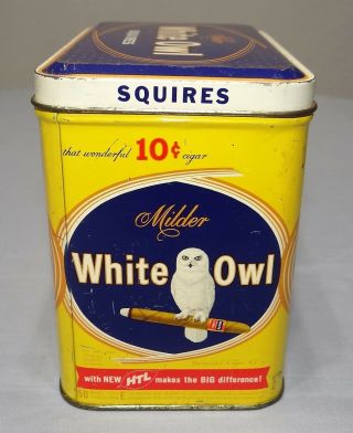 Vtg WHITE OWL Squires Cigar Tobacco Tin Smoking Advertising 5