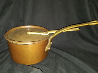 Vintage E Dehillerin French Copper 3 QT Sauce Pan w Handle Copper Lid 3