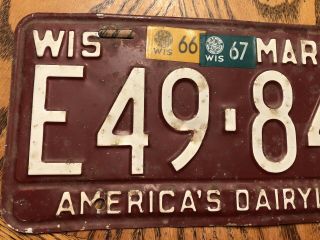 1965 1966 1967 Wisconsin License Plate Vintage 2
