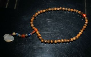 Late 19th C.  Chinese Antique Root Amber Prayer Beads