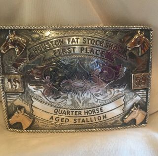 Champion Rodeo Trophy 10k 1959 Houston Fat Stock Show Buckle