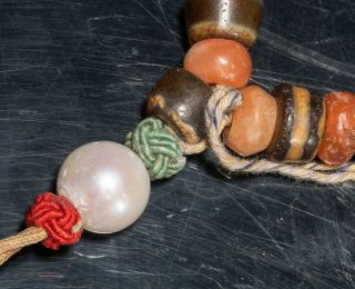 Tibetan Old Trade Agate & Glass Prayer Beads 5