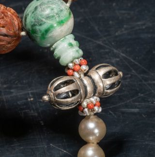 Chinese Antique/Vintage Carved Seeds And Jadeite Prayer Beads 6