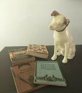 Victor Rca Nipper Dog Vintage Display Figure Masters Voice & Record Catalogs