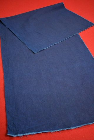 Zh26/85 Vintage Japanese Fabric Cotton Antique Boro Patch Indigo Blue 43.  3 "