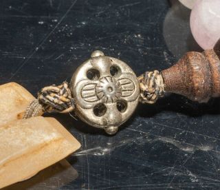 19th Manchu Style Chinese Antique Pin Gem Stone Prayer Beads 7