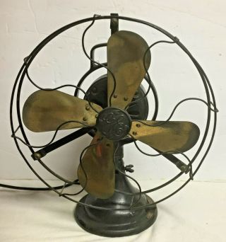 Antique G.  E.  Brass Blade Electric Fan
