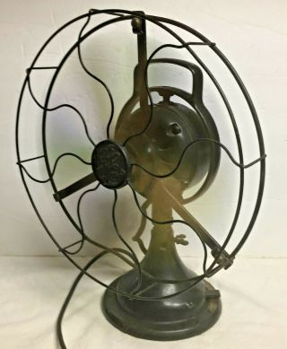 Antique G.  E.  Brass Blade Electric Fan 3
