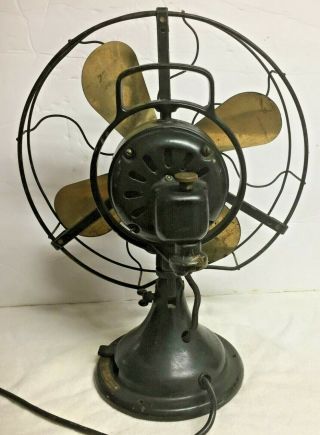Antique G.  E.  Brass Blade Electric Fan 6
