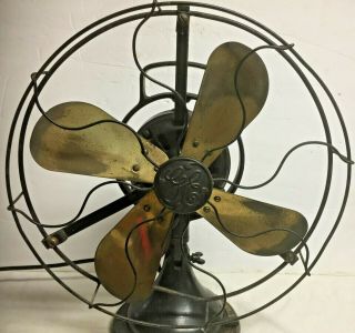 Antique G.  E.  Brass Blade Electric Fan 7