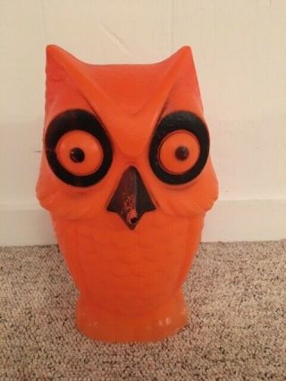 Tico Toys Blow Mold Owl - Orange Lighted Hard To Find Htw 14 Inch