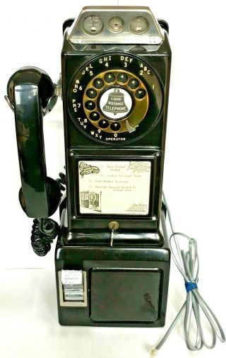 Vintage 3 Slot Coin Gte Plug In Phone Jack Payphone Lpb 86 - 55